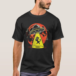 Lustige Alien-Entführung Von Katzen Retro UFO Bege T-Shirt