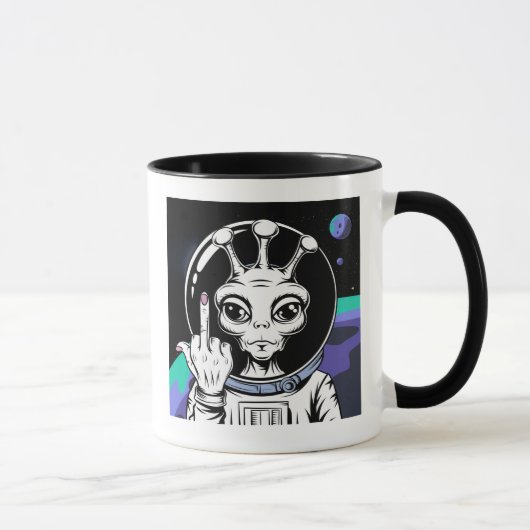 lustige Alien Keramik Akzent Tasse 11oz (Rechts)