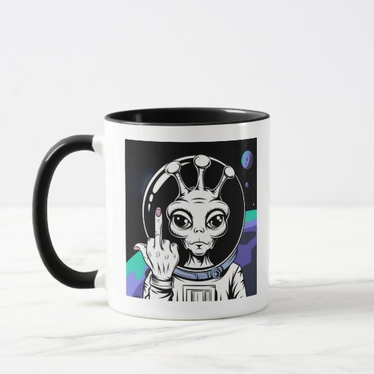 lustige Alien Keramik Akzent Tasse 11oz (Links)