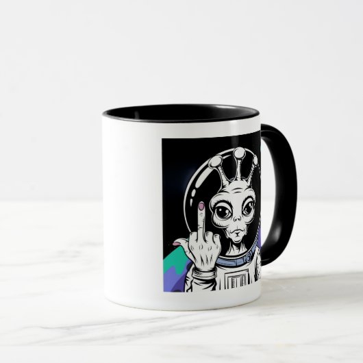 lustige Alien Keramik Akzent Tasse 11oz (VorderseiteRechts)