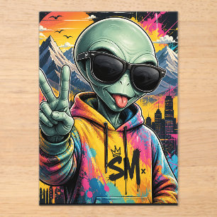 Lustige Alien-Vibes Acryleinladungen