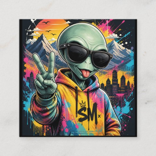 Lustige Alien-Vibes Begleitkarte (Vorderseite)