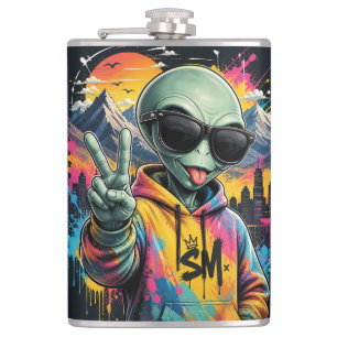 Lustige Alien-Vibes Flachmann