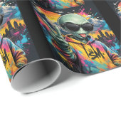 Lustige Alien-Vibes Geschenkpapier (Rolleneckpunkt)