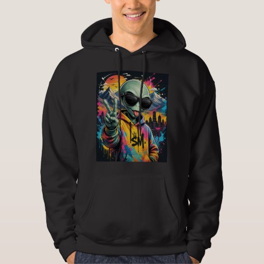 Lustige Alien-Vibes Hoodie (Vorderseite)