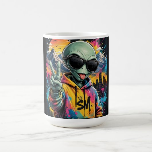 Lustige Alien-Vibes Kaffeetasse (Mittel)
