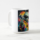Lustige Alien-Vibes Kaffeetasse (Vorderseite Links)