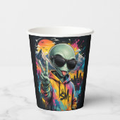 Lustige Alien-Vibes Pappbecher (Rückseite)