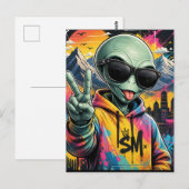 Lustige Alien-Vibes Postkarte (Vorne/Hinten)