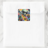 Lustige Alien-Vibes Quadratischer Aufkleber (Tasche)