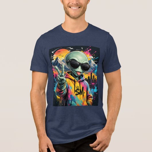 Lustige Alien-Vibes Tri-Blend Shirt (Vorderseite)