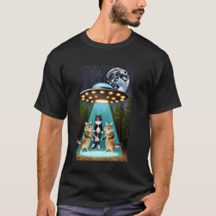 Lustige Aliens UFO-Raumschiff entführt Katzen mit  T-Shirt