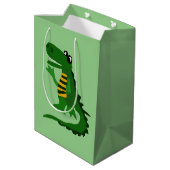 Lustige Alligatorkunst-Geschenk-Tasche Mittlere Geschenktüte (Rückseite Schrägansicht)