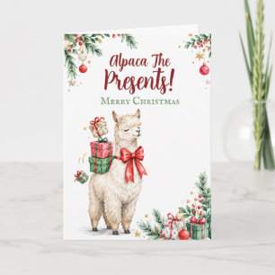 Lustige Alpaka-Weihnachtsgeschenke Aquarell Feiertagskarte