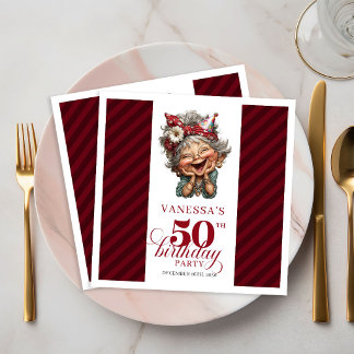Lustige alte Dame 50. Geburtstag Servietten Tischp