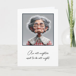 Lustige alte Dame wird alt zum Geburtstag Karte