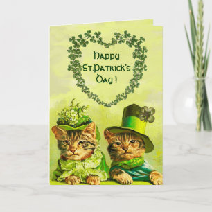 LUSTIGE ALTE MODE ST. PATRICK'S DAY KATZEN MIT HER KARTE