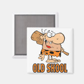 lustige alte Schule Skool Caveman Cartoon Magnet (Vorderseite/Rückseite)