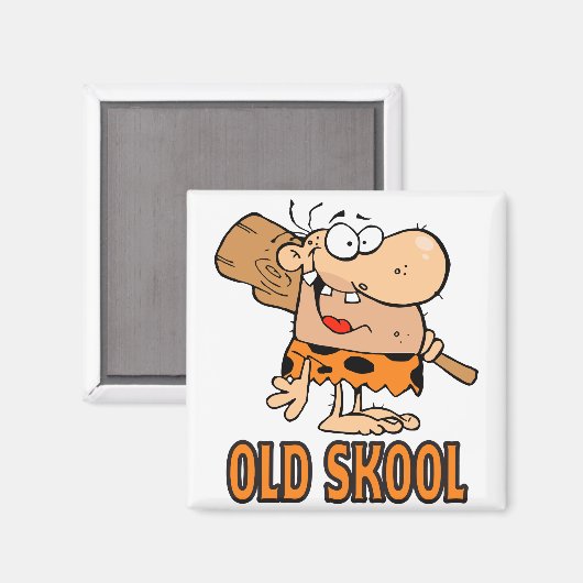 lustige alte Schule Skool Caveman Cartoon Magnet (Vorderseite/Rückseite)
