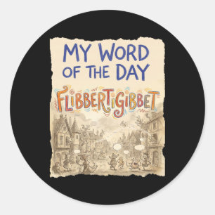 Lustige alte Wort-Doodle-Kunst Flibbertigibbe Runder Aufkleber