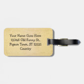 Lustige altes Alters-Twitter-Vogel-Taube Gepäckanhänger (Rückseite horizontal)