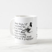 Lustige altes Alters-Twitter-Vogel-Taube Kaffeetasse (Vorderseite Links)