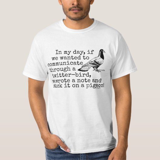 Lustige altes Alters-Twitter-Vogel-Taube T-Shirt (Vorderseite)
