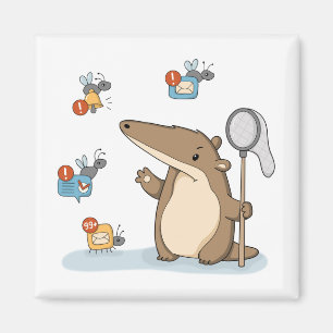 Lustige Ameisenbär-Benachrichtigungsjäger-Illustra Magnet