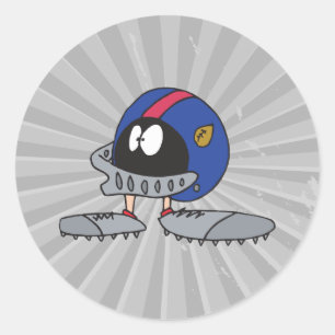 Lustige American-Football-Helm-Cartoonfigur Runder Aufkleber