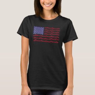 Lustige amerikanische Flagge Angeln Männer Jungen T-Shirt