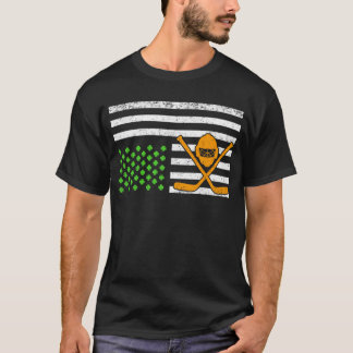 Lustige amerikanische Flagge irische Hockey St. Pa T-Shirt