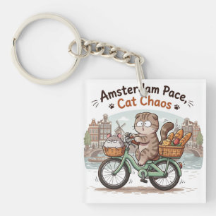 Lustige Amsterdamer Katze Schlüsselanhänger