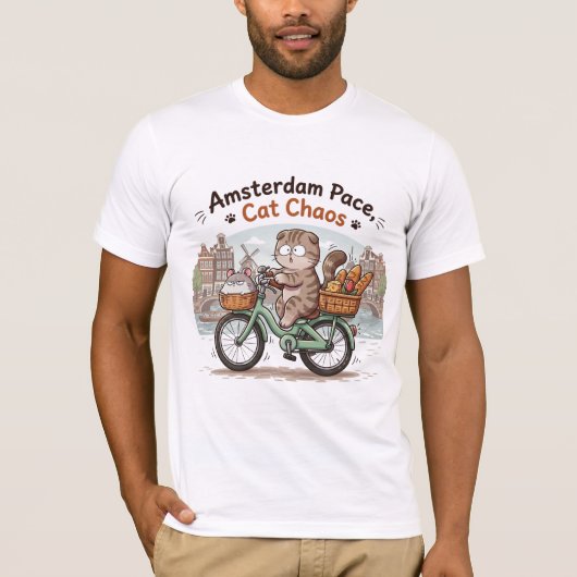 Lustige Amsterdamer Katze T-Shirt (Vorderseite)