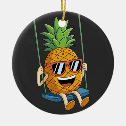lustige Ananas-Swinger-Ornamente Keramik Ornament (Vorne)