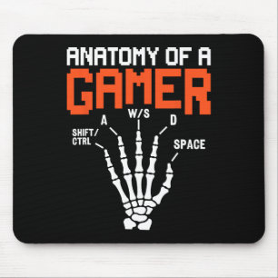 Lustige Anatomie einer Gamer-Skelett-Hand-Gaming Mousepad