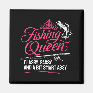 Lustige Angelkönigin Damen Angler Outdoor-Design Magnet