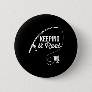 Lustige Angelrute, die es echt hält Witzgeschenk 1 Button