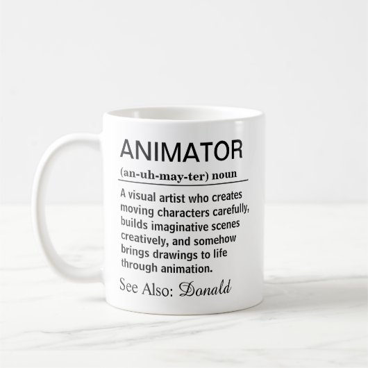 Lustige Animator-Definition Kaffeetasse (Links)