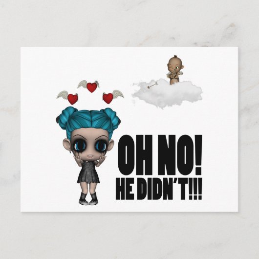 lustige Anti-vday ungebeten cupiemo emo Mädchen Postkarte (Vorderseite)