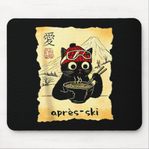 Lustige Après Katze Ski isst Ramen Japanisch Kawai Mousepad