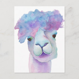 Lustige Aquarell-Alpaka-Postkarte Postkarte