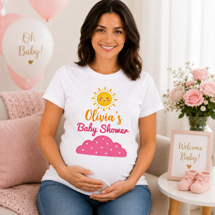 Lustige Aquarell-Rosa-Wolken Für Baby-Mädchen-Part T-Shirt