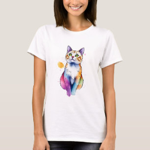 lustige Aquarellkatze niedliches Katzendesign für  T-Shirt