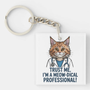 Lustige Arztkatze Medizin Humor Illustration Schlüsselanhänger