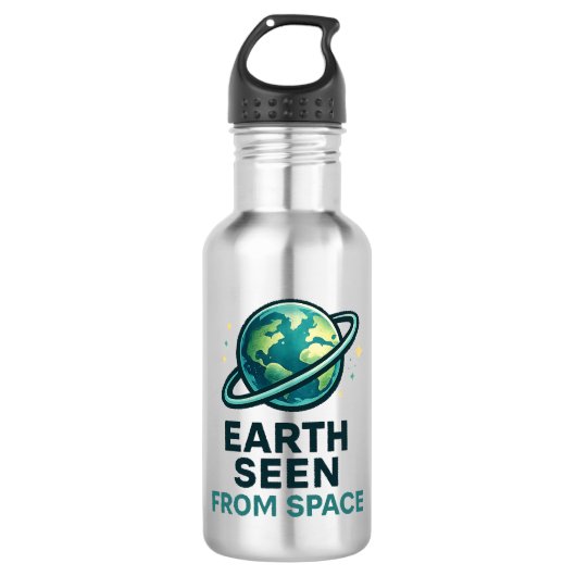 Lustige Astronaut Planeten Edelstahlflasche (Vorderseite)