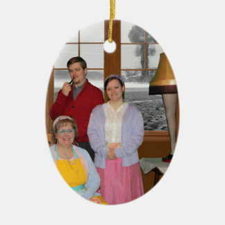 Lustige Atomfamilien-Weihnachtsverzierung Keramikornament