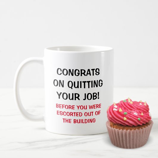 Lustige Aufgabe, bevor sie ihren Mitarbeiter verla Kaffeetasse