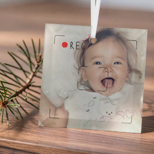 Lustige Aufnahme Roter Punkt Benutzerdefiniertes F Ornament Aus Glas