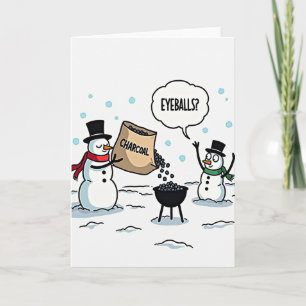 Lustige Augäpfel Schneemann Grill Karte