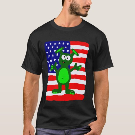 Lustige Außerirdische Geschenke Patriotische Ameri T-Shirt (Vorderseite)